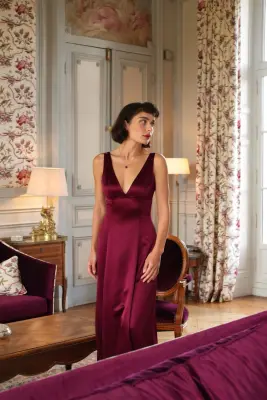 Calista Maxi Dress - Bordeaux — photo 5