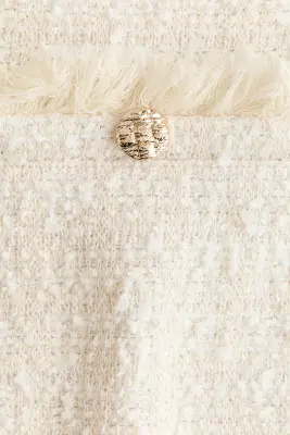 Robe frangée en maille bouclette - Crème — photo 4