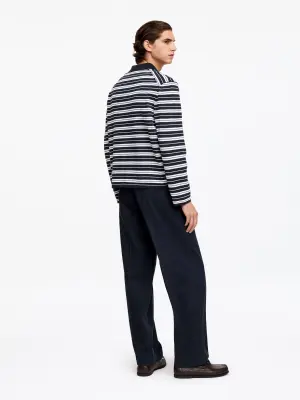 Pantalon ample en mélange de lin - Bleu foncé — photo 2