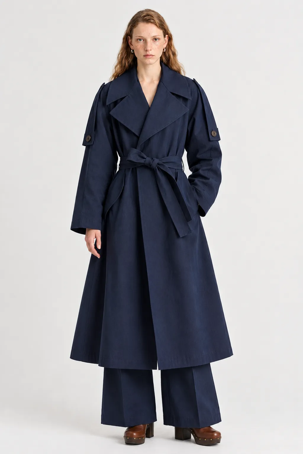 Trench Kab Dark Navy en twill de coton épais