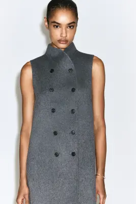 ROBE COURTE EN LAINE MÉLANGÉE DOUBLE FACE - GRIS — photo 2
