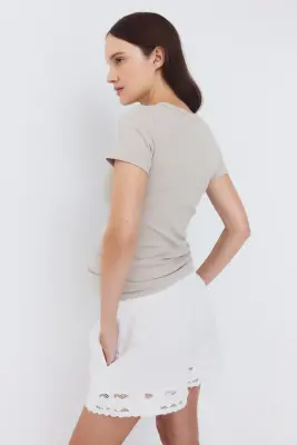 MAMA T-shirt en jersey côtelé - Beige ancien clair — photo 3