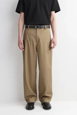 PANTALON CHINO LARGE DÉCONTRACTÉ EN COTON - SABLE — photo 1