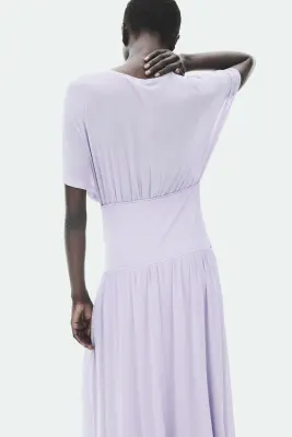 Robe midi en jersey vaporeux - Violet clair — photo 3