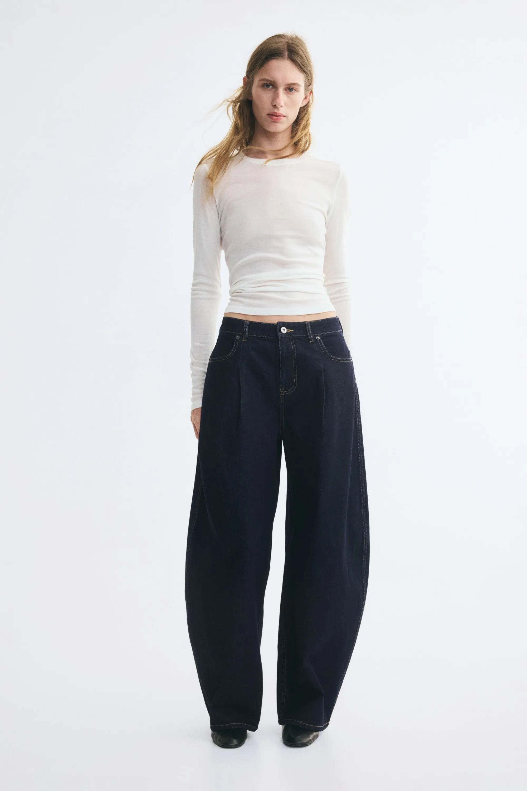 Barrel Regular Waist Jeans - Bleu denim foncé