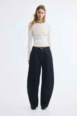 Barrel Regular Waist Jeans - Bleu denim foncé — photo 1