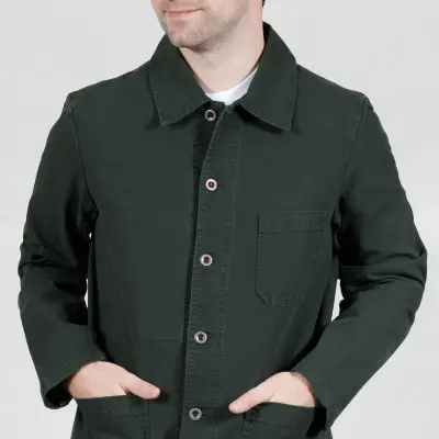 Veste de travail authentique coton bio 1G/5C - Khaki foncé — photo 2