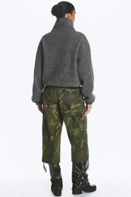 Veste en peluche à col cheminée - Gris foncé chiné — photo 4
