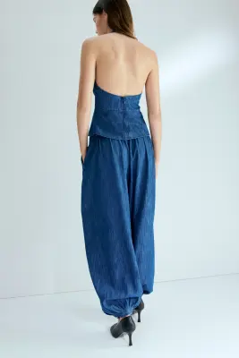 Pantalon en denim avec jambes ballon - Bleu denim — photo 1