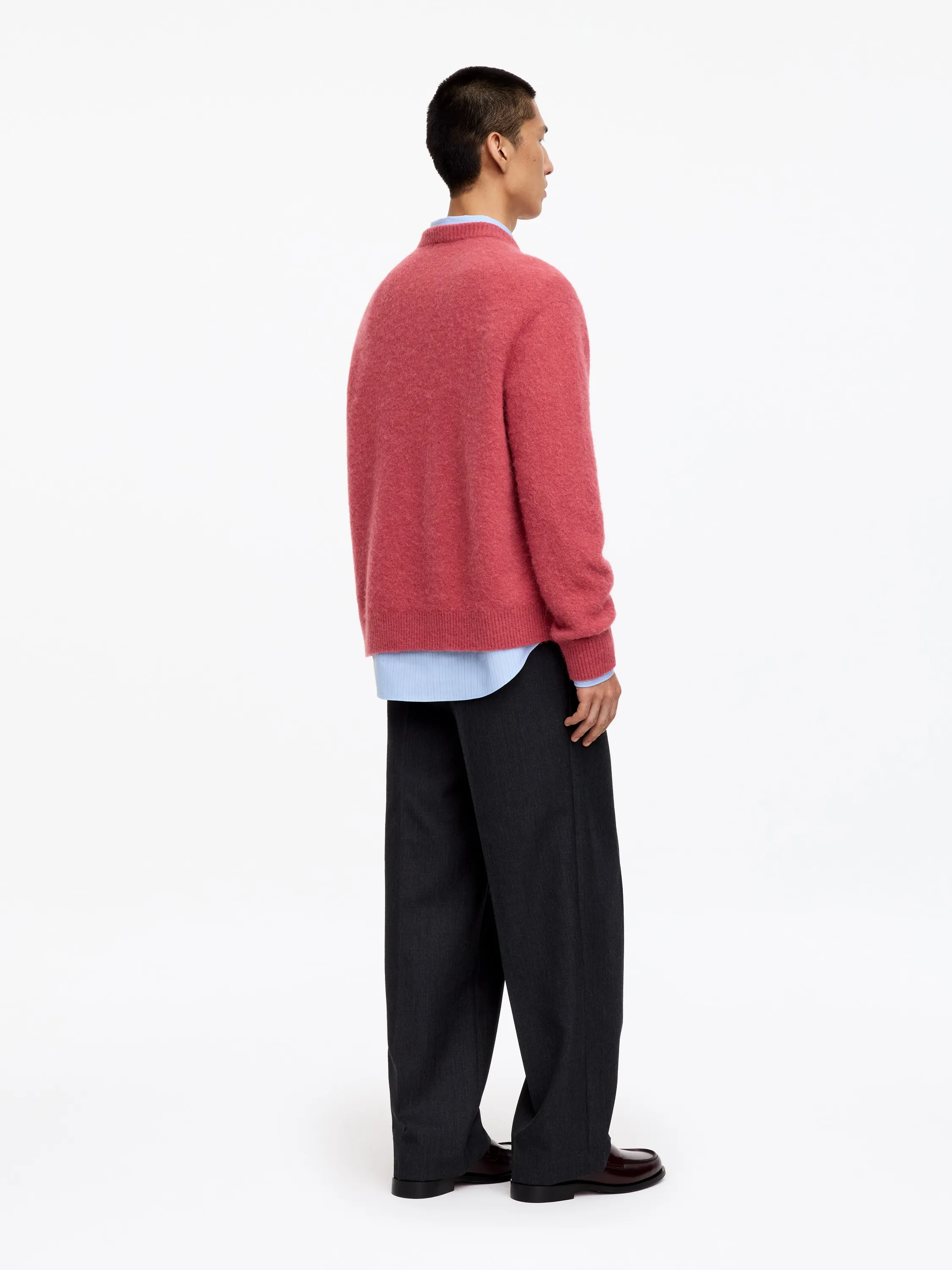 Pull en mélange de laine d'alpaga et de mérinos - Rouge framboise