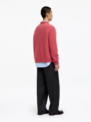 Pull en mélange de laine d'alpaga et de mérinos - Rouge framboise — photo 1