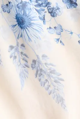 Robe avec bretelles à nouer et jupe évasée - Crème/fleuri — photo 4