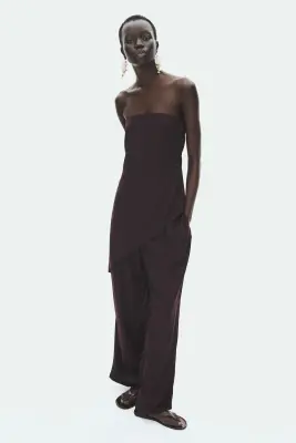 Pantalon à pinces en viscose mélangée - Bordeaux — photo 1