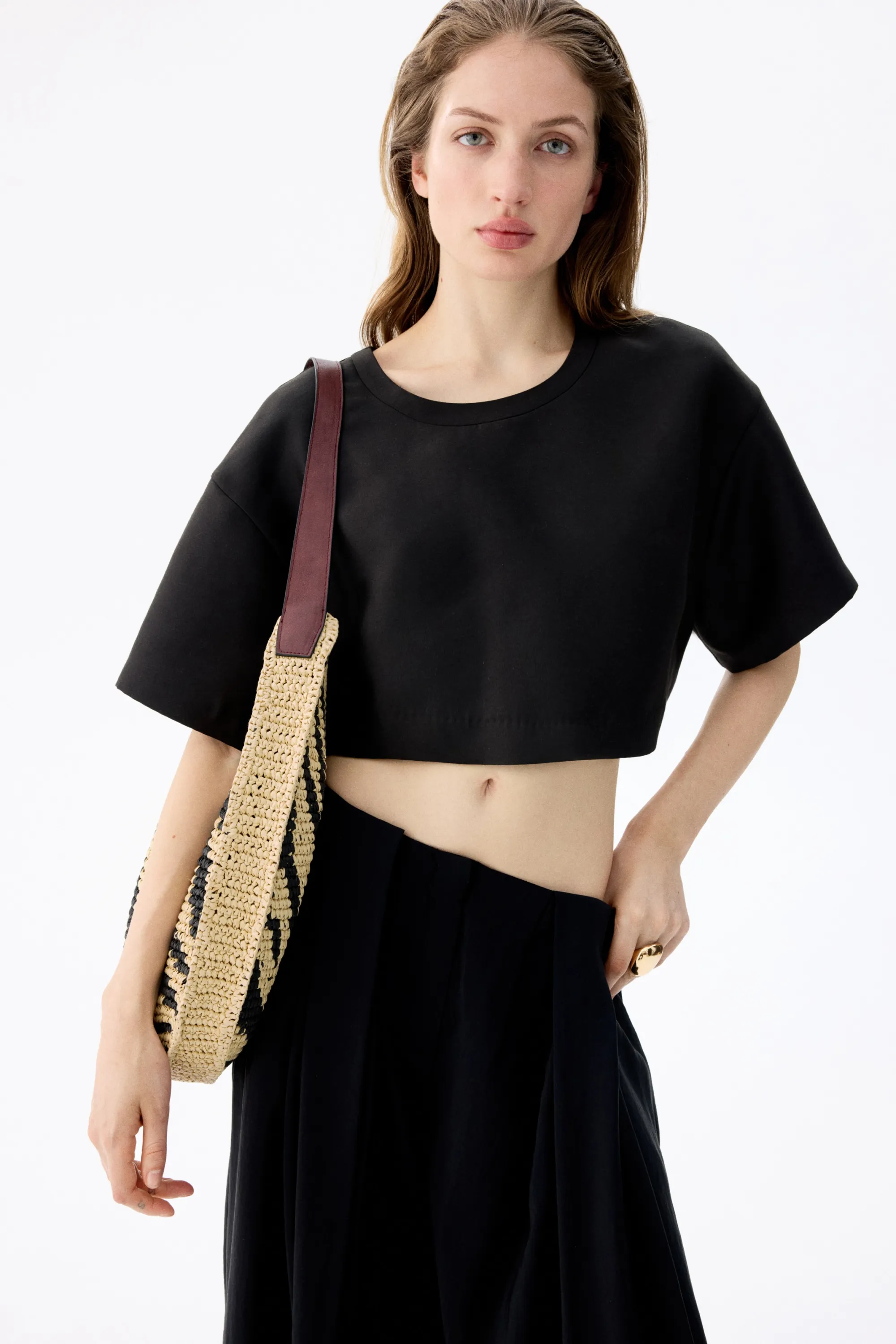 Sac porté épaule en paille - Beige/imprimé zèbre