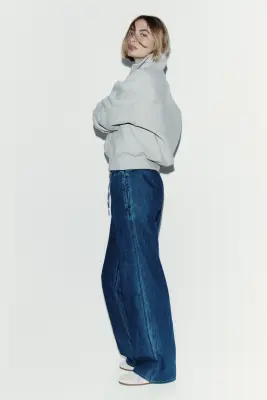 Pantalon en denim avec cordon de serrage - Bleu denim — photo 5