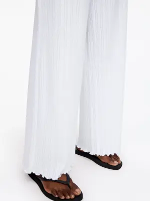 Pantalon en maille pointelle - Blanc — photo 3