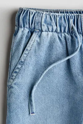 Pantalon volanté en coton - Bleu denim clair — photo 3