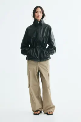 Veste oversize avec cordon de serrage à la taille - Noir — photo 1