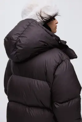 Hooded down puffer jacket - Marron foncé — photo 4