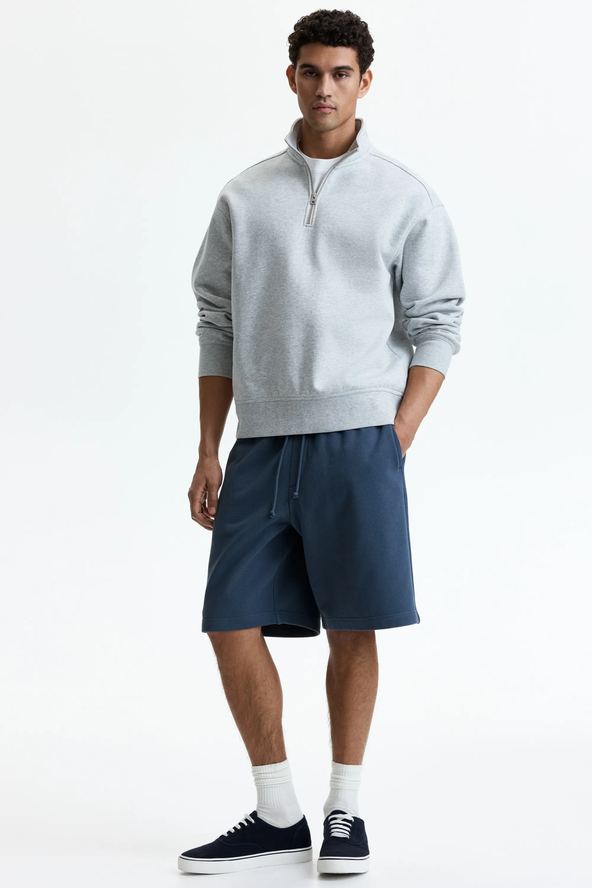 Short Relaxed Fit en coton - Bleu foncé