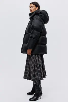 Hooded down puffer jacket - Noir — photo 4