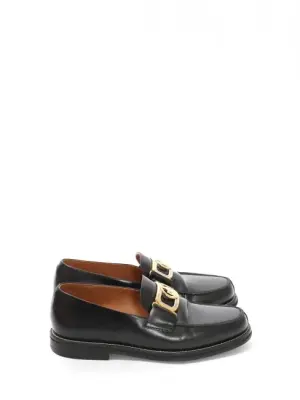 Mocassins bout rond en cuir glacé noir ornament doré Prix boutique 850€ Taille 38 — photo 1