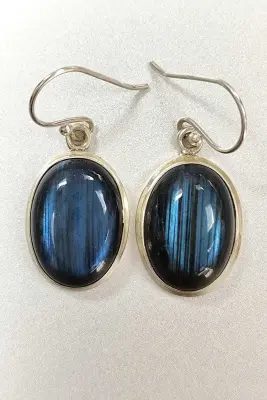 Boucles d’oreilles en labradorite et argent 925 — photo 2