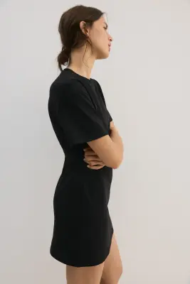 Robe T-shirt sablier en coton - Noir — photo 2