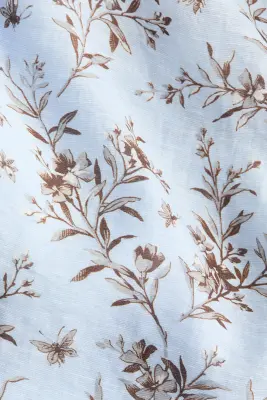 Robe épaules dénudées en lin mélangé - Bleu clair/fleuri — photo 3