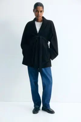 MAMA Manteau avec ceinture à nouer - Noir — photo 1