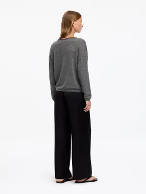 Pull à col bateau en pur cachemire - gris — photo 2