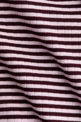 T-shirt côtelé - Violet prune foncé/rayé — photo 4