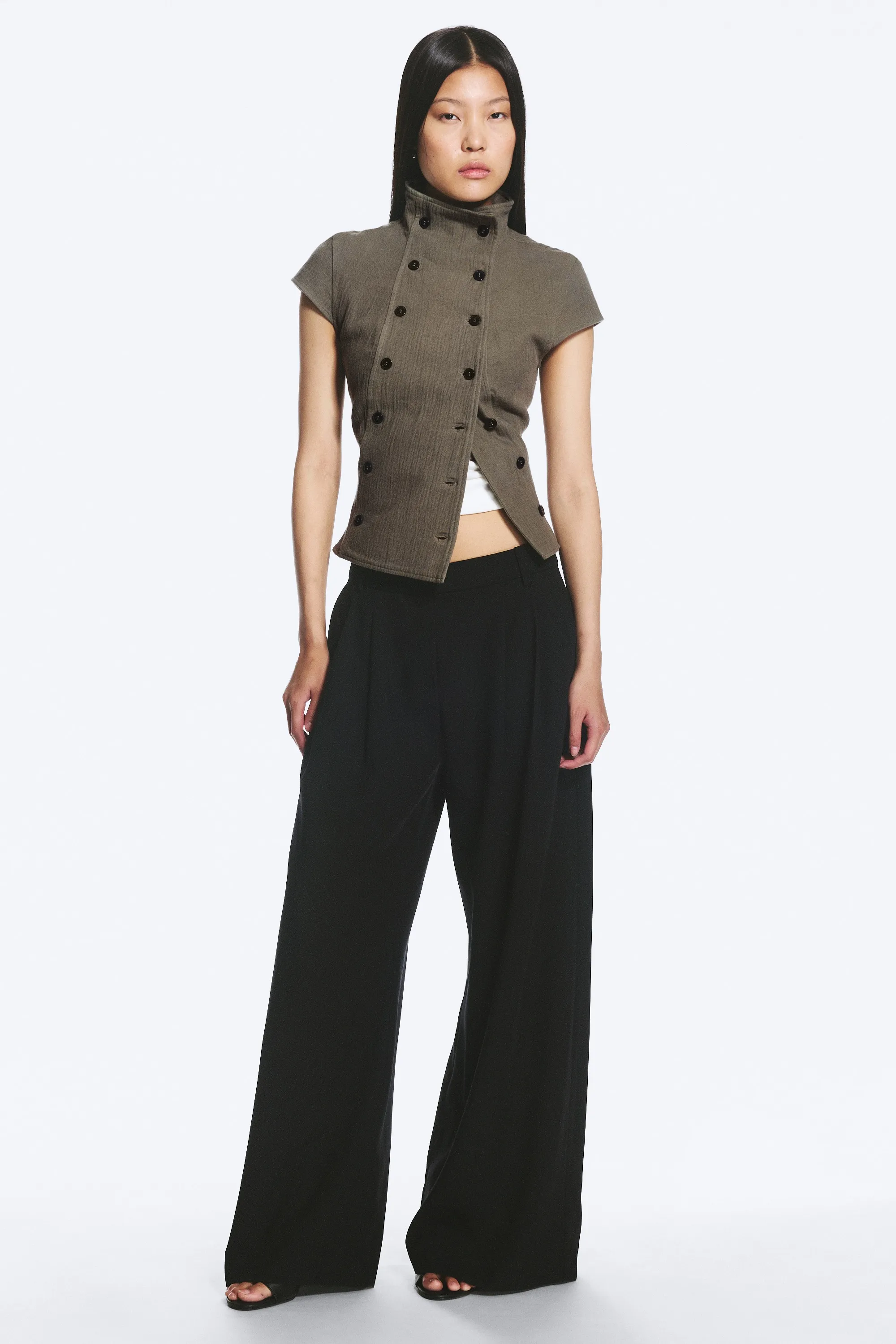 Pantalon de costume plissé taille basse - Noir