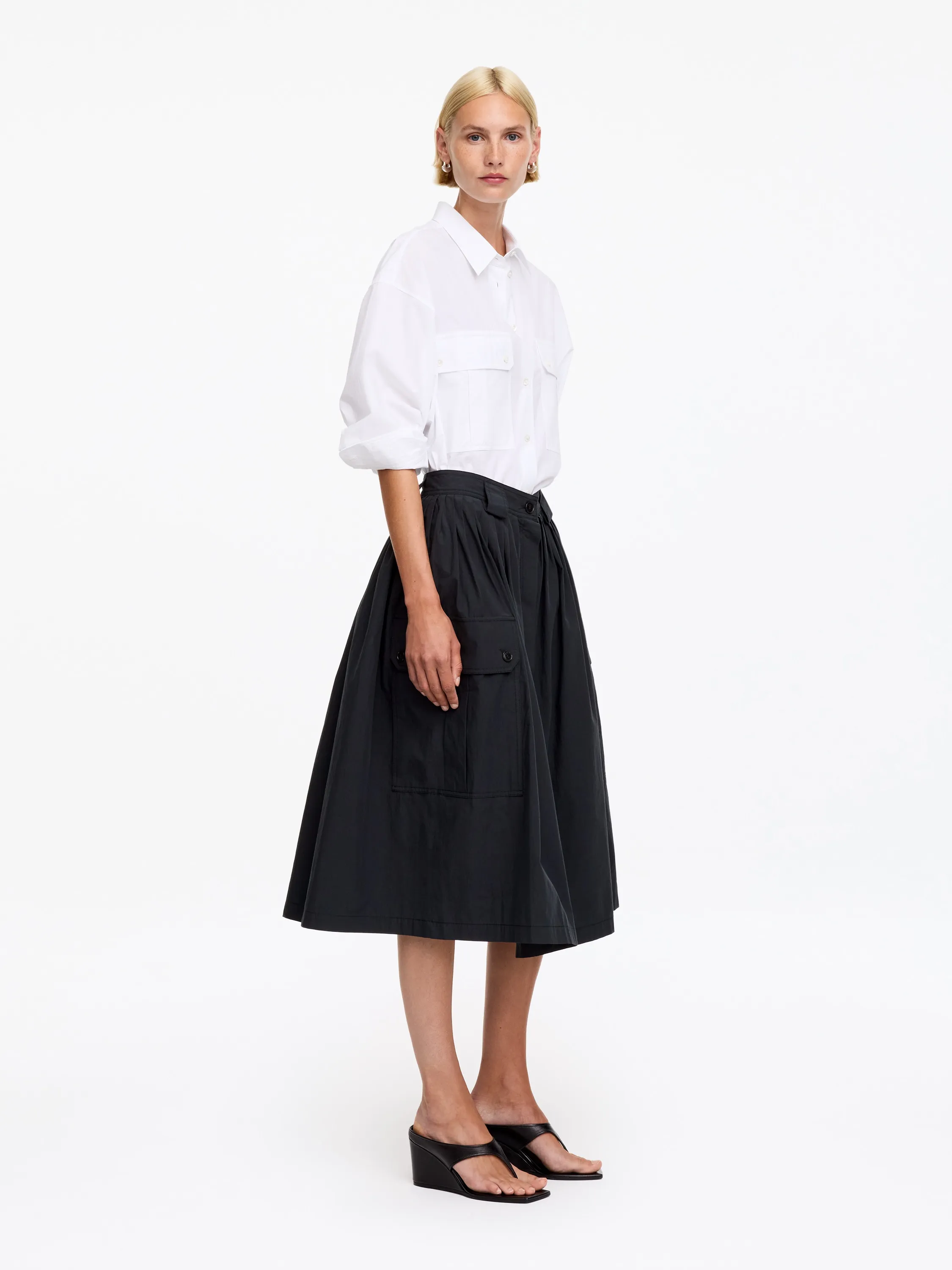 Jupe utilitaire en coton - Noir
