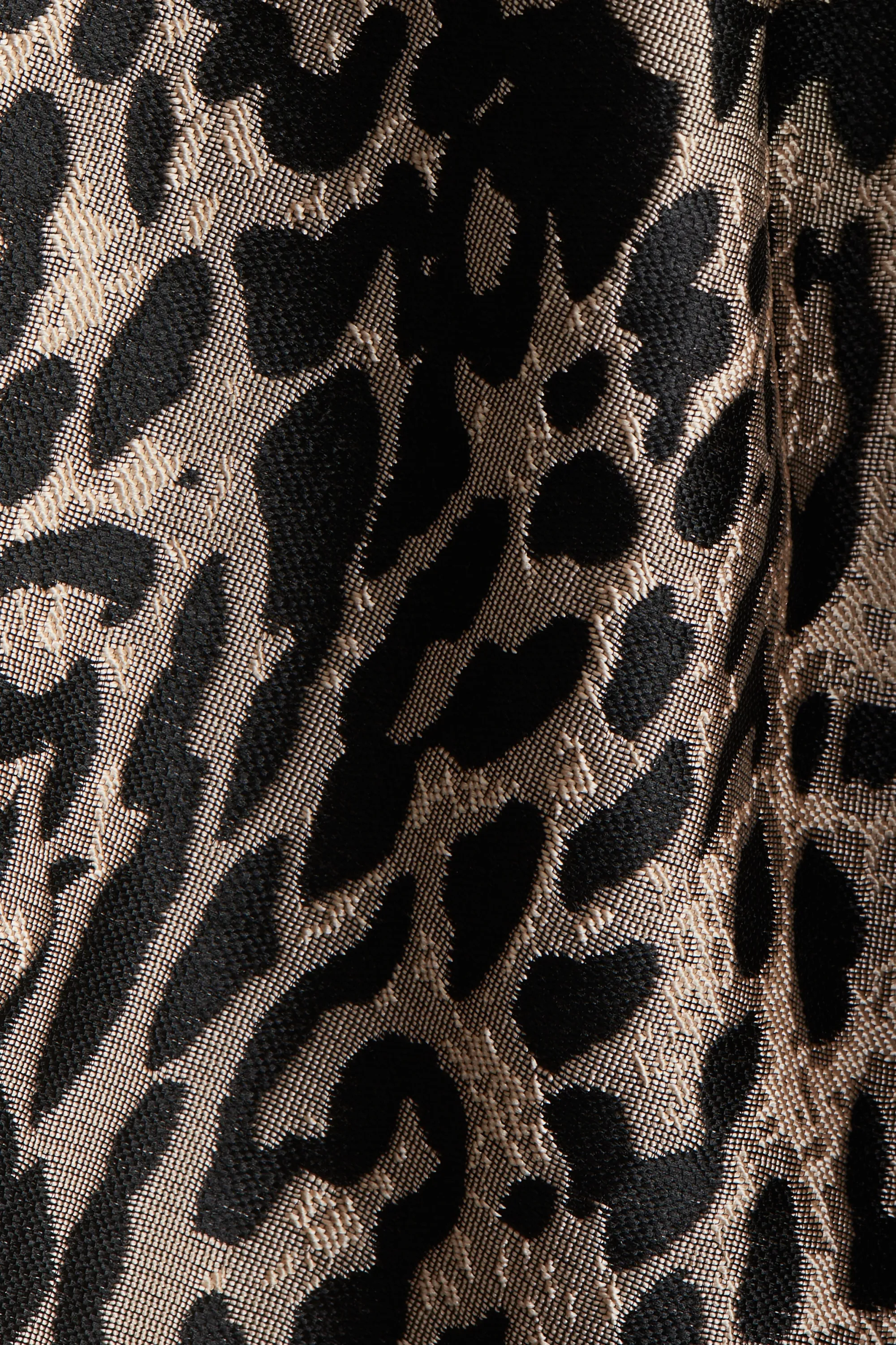 Robe droite en tissu jacquard - Noir/imprimé léopard
