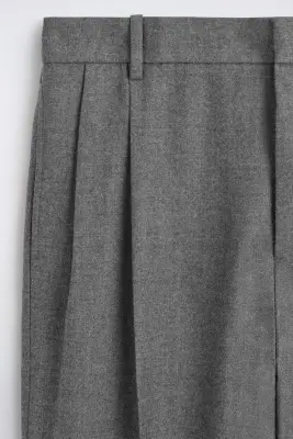 PANTALON À PLIS DROIT DÉCONTRACTÉ EN LAINE - GREY MÉLANGE — photo 5
