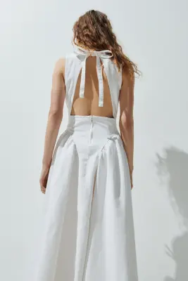 Robe en denim avec dos ouvert - Crème — photo 4