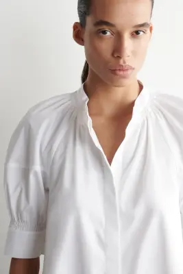 BLOUSE À MANCHES BALLON SMOCKÉES - BLANC — photo 3