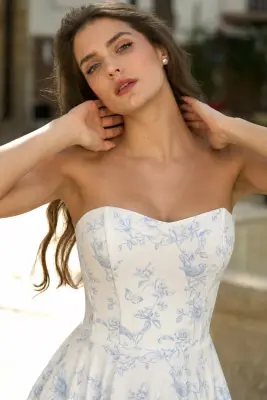 Priscilla Midi Dress - Blue Toile de Jouy Birds — photo 4