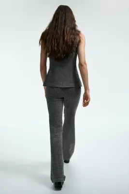 Pantalon évasé - Gris/carreaux — photo 2