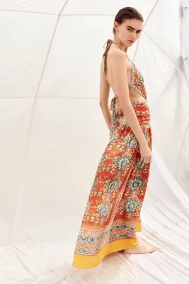 Robe dos nu - Orange/motif — photo 2