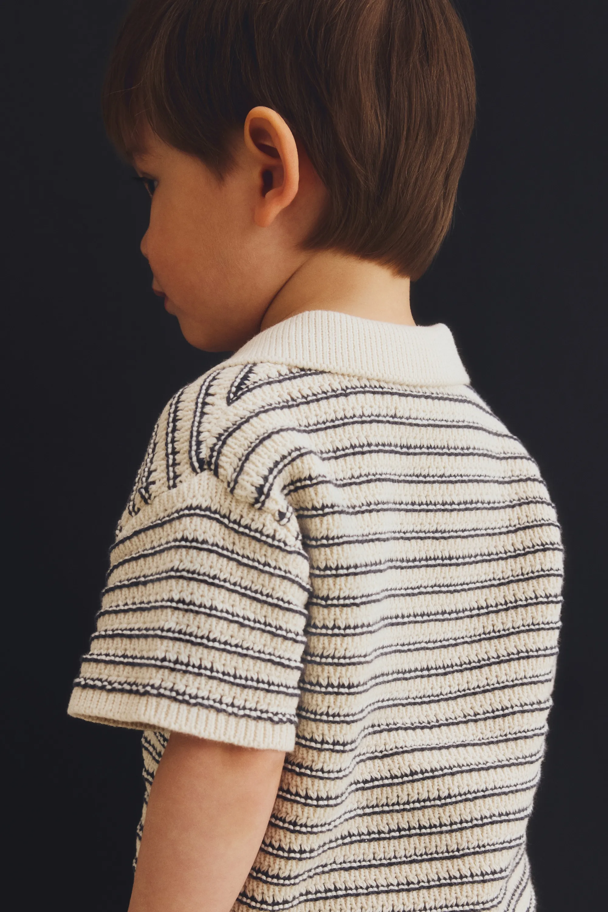 Ensemble 2 pièces en maille de coton - Beige clair/rayures noires