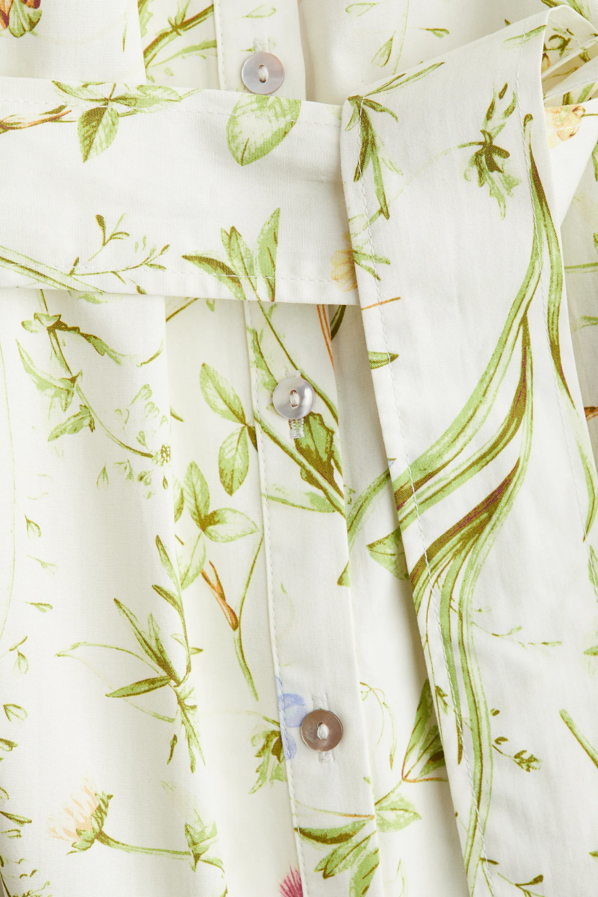 Robe en popeline avec manches bouffantes - Blanc/fleuri