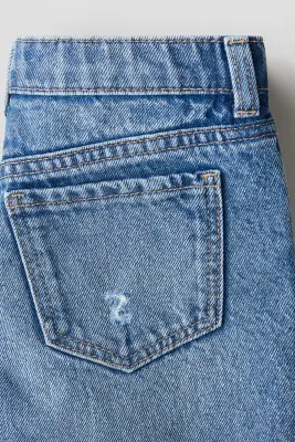 Short frangé en denim - Bleu denim — photo 2