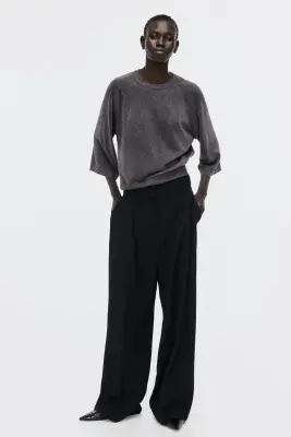 Top scintillant en maille fine - Gris foncé — photo 3