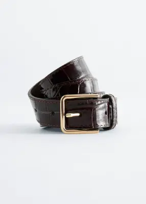 Ceinture en cuir - Brun foncé/Façon croco — photo 1