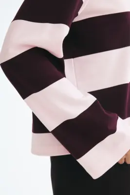 Polo en coton - Rose clair/rayures bordeaux — photo 3