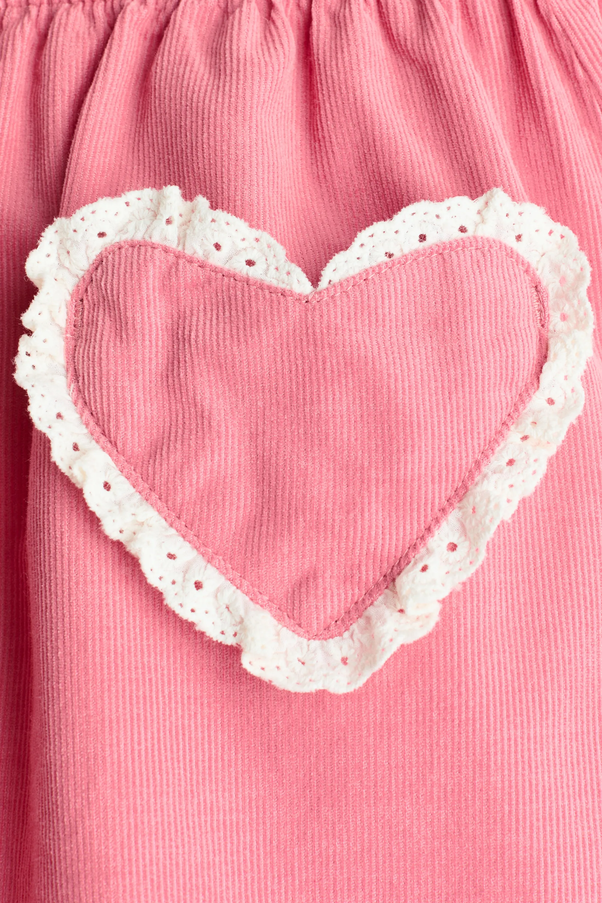 Jupe en velours côtelé avec poches - Rose/cœurs