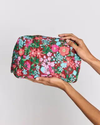 Trousse de toilette Perla imprimé Liberty rose et bordeaux — photo 1