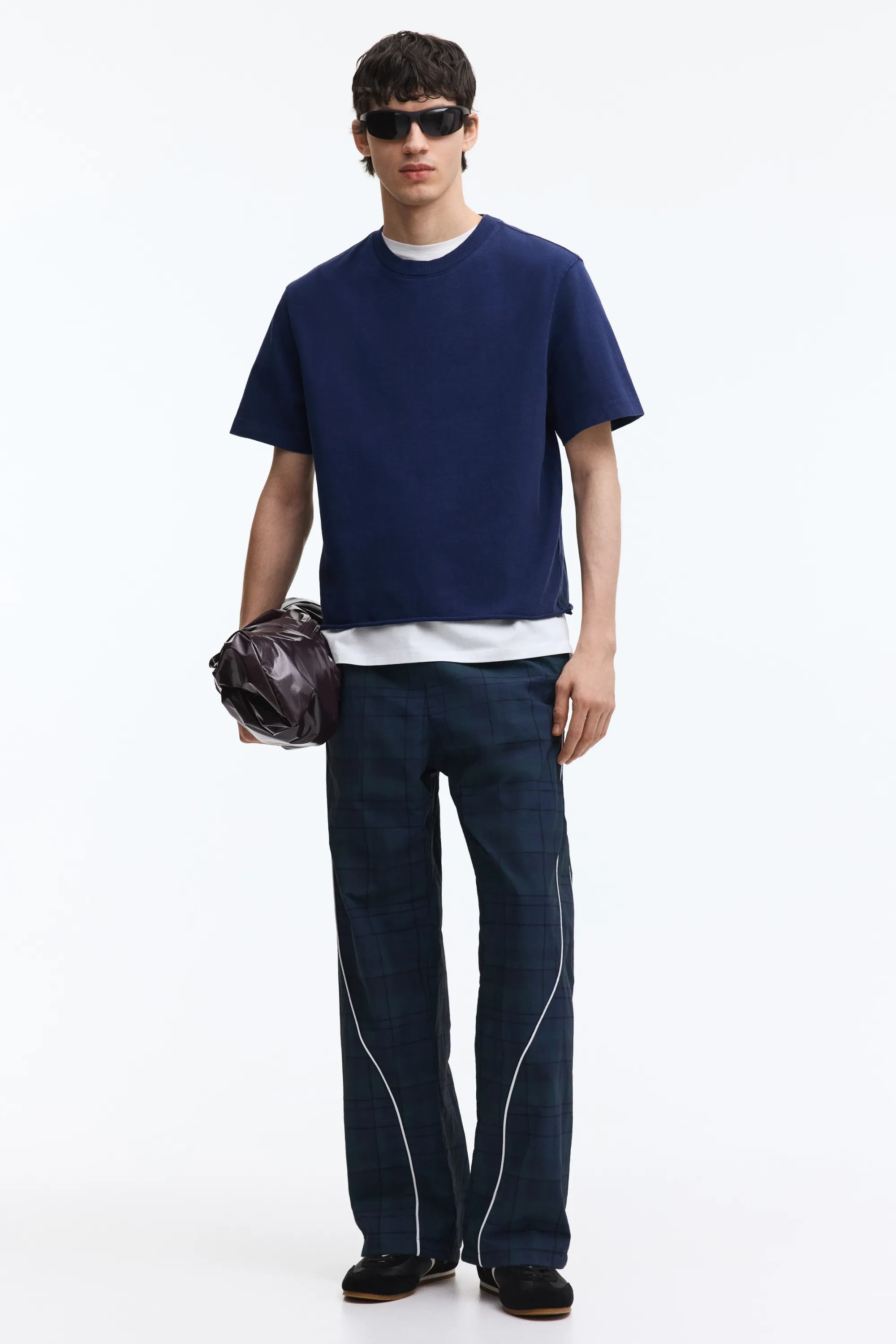 T-shirt délavé Regular Fit - Bleu foncé